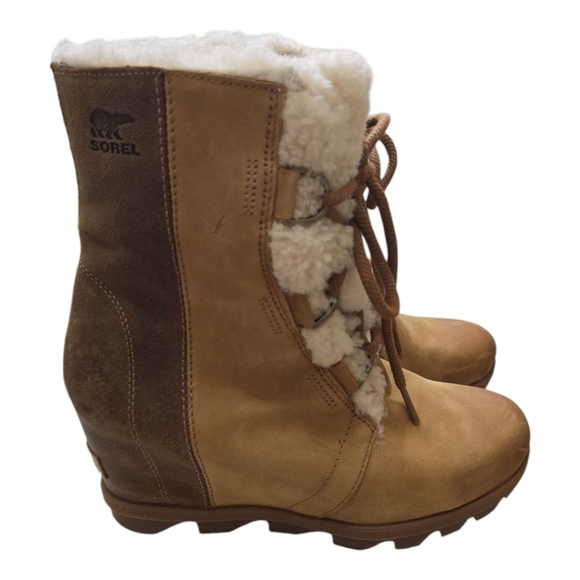 Sorel Joan Of Arctic Wedge II Shearling Boots Waterproof Leather Lace-up 9.5 - Picture 6 of 9